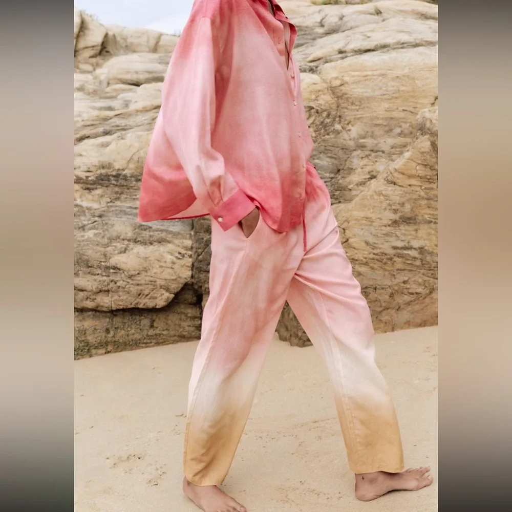 Zara tie dye pants with linen, gradient